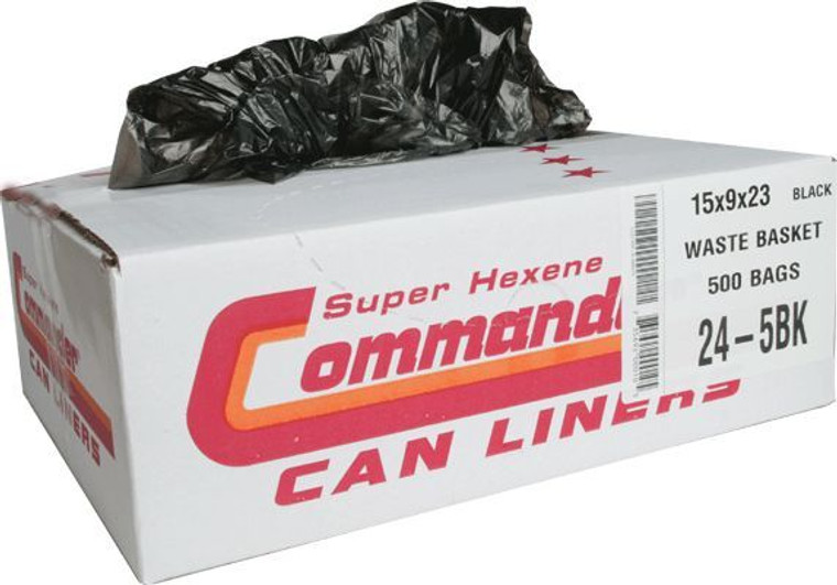 Can Liners 12-16 Gal (15"x9x31") 500/cs(IndvFold) -Black- SH