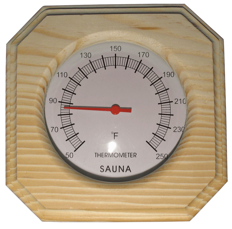 Natural Wood Encased Thermometer 4" Round
