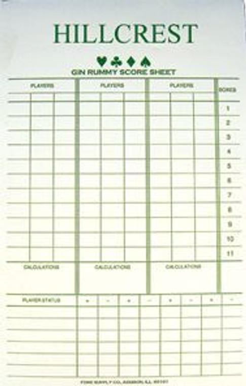 Imprinted Score Sheets Gin/Bridge (MO)(S)