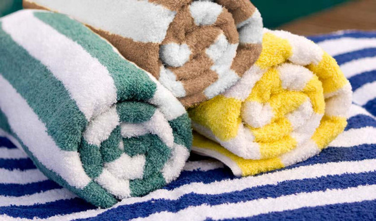 Fibertone Pool Towel Cabana Stripe Grey 30x60 (13 lbs) (4dz)