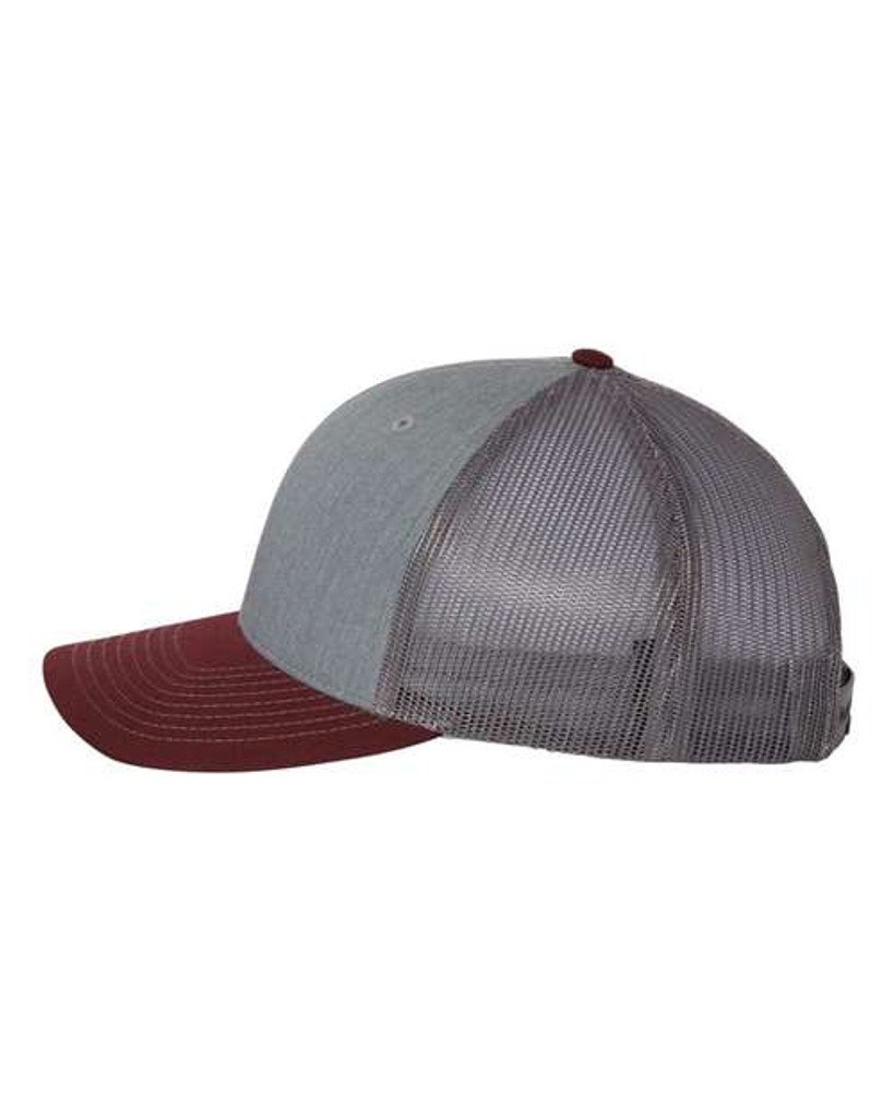 Richardson Heather Grey/Charcoal/Maroon Trucker Snapback