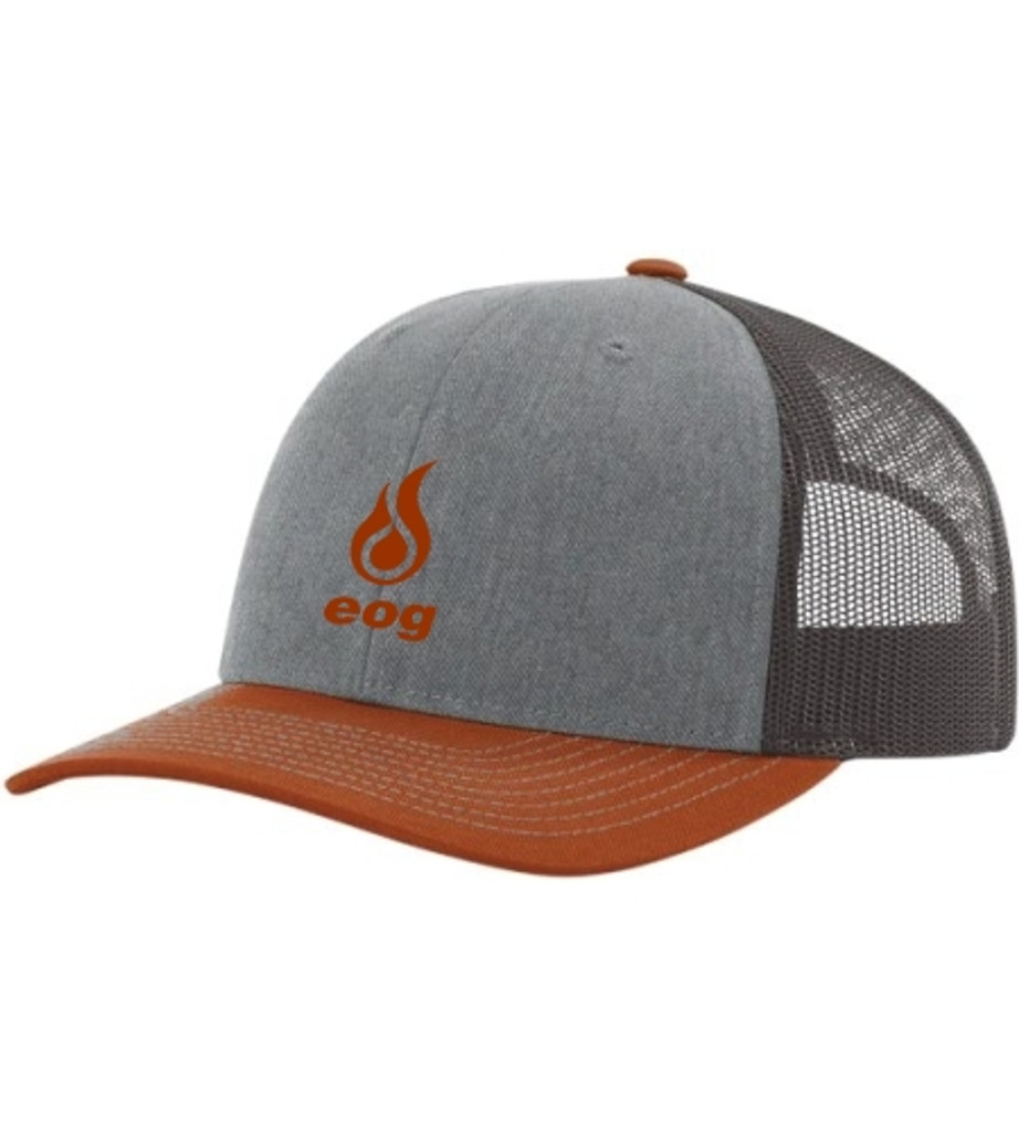 Richardson Heather Grey/Charcoal/Dark Orange Trucker Snapback