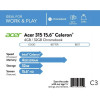 Acer 315 15.6" Celeron 4GB/32GB Chromebook, 15.6" HD Display, Intel Celeron N4000, 4GB LPDDR4, 32GB eMMC, Protective Sleeve, Pure Silver, Chrome OS - CB315-3H-C2C3