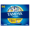 Tampax Pearl Tampons Regular Absorbency with BPA-Free Plastic Applicator and LeakGuard Braid, Unscented (96 ct.)