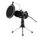 Ammoon PC/Phone Microphone,3.5mm Plug+Play Home Recording Studio Equipment for Live Broadcast Conferencing Chatting.