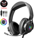 Gaming Headset, ONIKUMA X16 Stereo Bass Surround RGB Noise Cancelling Over Ear Gaming Headphones with Mic, for PS4 Xbox One PC Nintendo Switch Tablet Smartphone