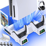 BEBONCOOL PS5 Controller Stand with Cooling Fan,PS5 Accessories with PS5 Dual Controller Charger Station for Playstation 5 Gaming Console,White
