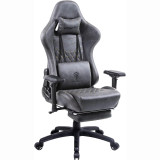 Dowinx Gaming Chair Ergonomic Computer Chair Office PU Leather with Massage Adjustable Armrest Footrest Grey