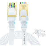VANDESAIL Cat 7 Ethernet Cable 50 ft, Triple Shielded Solid Flat Internet Network Computer Patch Cord, Faster Than Cat6/Cat5 Network, Cat7 High Speed LAN Wire with RJ45 for Router, Modem, Gaming
