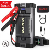 AVAPOW Car Battery Jump Starter ,3000A Peak Portable Jump Starters for Up to 8L Gas 8L Diesel Engine with Booster Function,12V Lithium Jump Charger Pack Box with Smart Safety Clamp