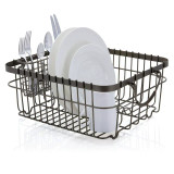 Better Homes & Gardens Antique Gray Wire Dish Drying Rack with Utensil Holder for Kitchen Countertop