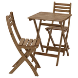 ASKHOLMEN Table+2 chairs, outdoor, light brown stained