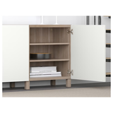 BESTÅ Storage combination with doors, walnut effect light gray/Lappviken white,