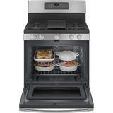GE 5.0 CuFt Freestanding 5 Burner Gas Convection Range With Air Fry In Stainless Steel