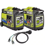 RYOBI (2) 2,300-Watt Recoil Start Bluetooth Gasoline Powered Digital Inverter Generator w/CO Shutdown Sensor and Parallel Kit