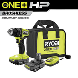 RYOBI ONE+ HP 18V Brushless Cordless Compact 1/2 in. Drill/Driver Kit with (2) 1.5 Ah Batteries, Charger and Bag