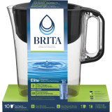 Brita Large 10 Cup Water Filter Pitcher with 1 Brita Elite Filter, Made Without BPA, Huron, Black