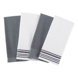 Mainstays 4-Pack 16”x26” Woven Kitchen Towel Set, Grey Flannel