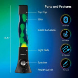 Tzumi ColorFlow Hi-Fi Bluetooth Speaker Lamp with Colorful Lava/Liquid Wax Light Show, 16.5 inches