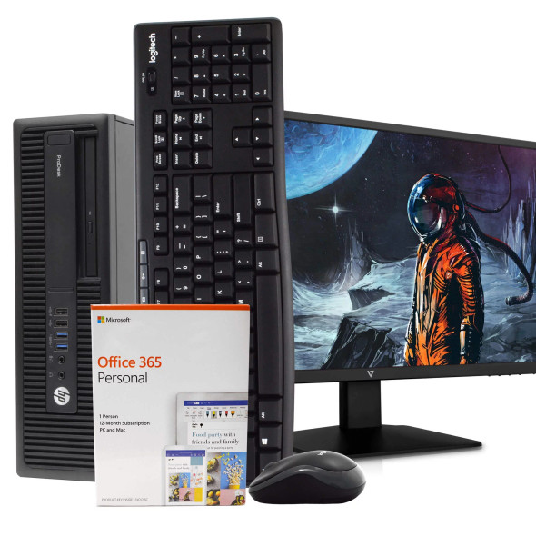 HP ProDesk 600G2 Business Desktop Computer Bundle with 24" Monitor, Intel Core i5, 16GB RAM, 2TB HD, DVD-ROM, Windows 10 Professional, Black