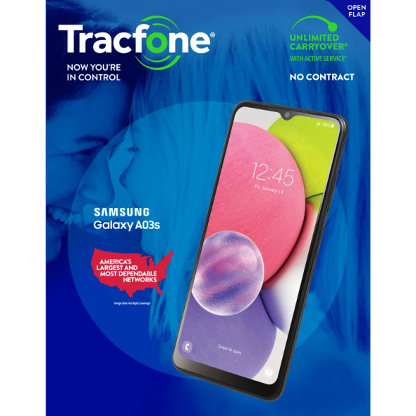 TracFone Samsung Galaxy A03s, 32GB, Black - Prepaid Smartphone