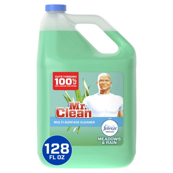 Mr. Clean Multi-Surface  Cleaner with Febreze Freshness, Meadows & Rain, 128 fl oz