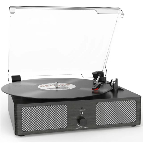 Udreamer Record Player Turntable Vinyl Record Player Bluetooth Vintage Audio Turntables,Black