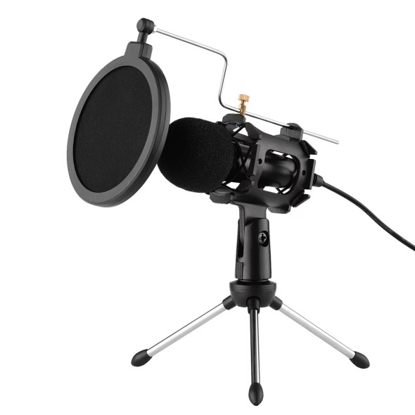Ammoon PC/Phone Microphone,3.5mm Plug+Play Home Recording Studio Equipment for Live Broadcast Conferencing Chatting.