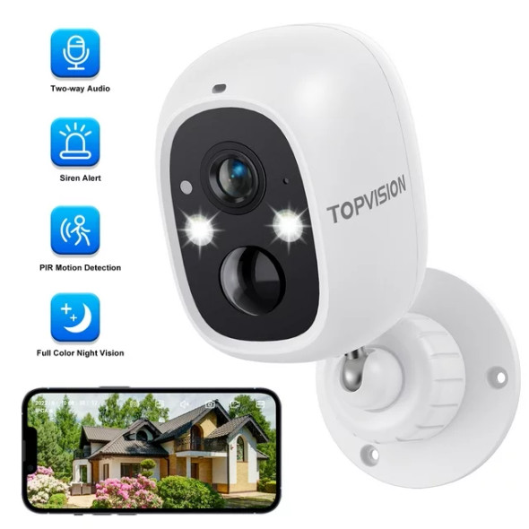 TOPVISION Wireless Security Camera, 2K WiFi Camera with Outdoor Night Vision, IP66 Outdoor Waterproof Camera for Home Security System, Surveillance Camera with PIR Motion Sensor, 2 Way Audio