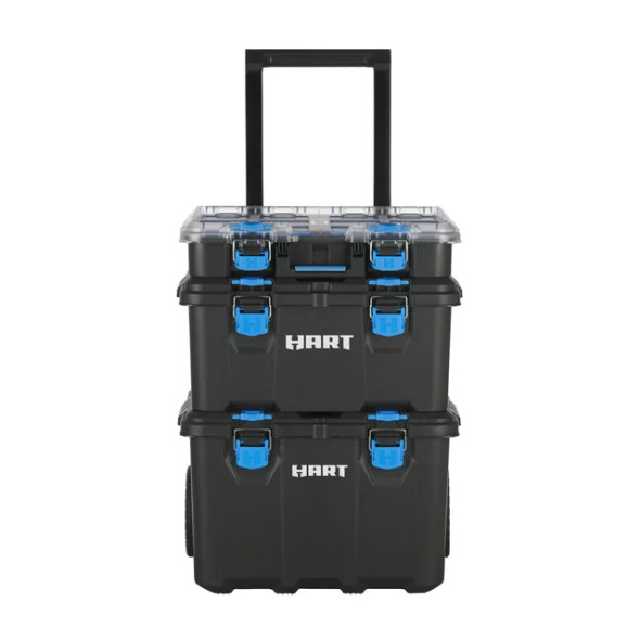 HART Stack System, Mobile Toolbox for Storage and Organization, 3 Piece Resin Plastic Modular Toolbox System