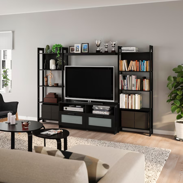 LAIVA / BRIMNES TV storage combination, black-