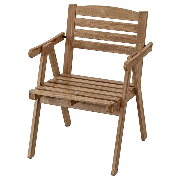 FALHOLMEN Armchair, outdoor, light brown stained