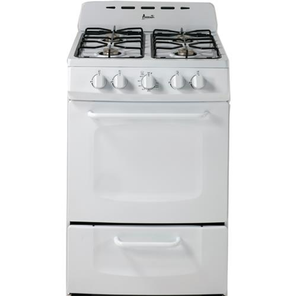 Avanti 24" White Freestanding Gas Range With 1.98 CuFt Oven