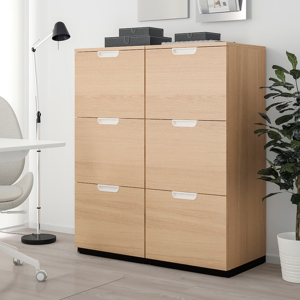 GALANT Storage combination with filing, white stained oak veneer,