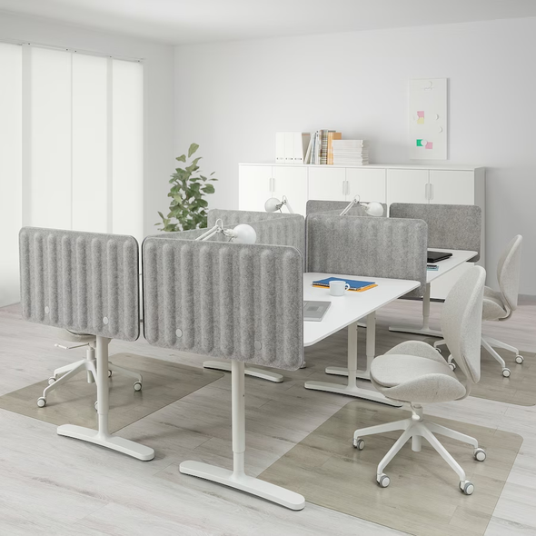 BEKANT Desk with screen, white/gray,