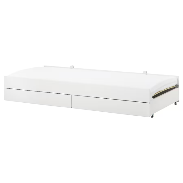 SLÄKT Pull-out bed with storage, white, Twin