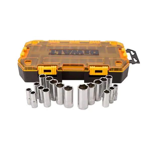 DEWALT 3/8 in. Drive Deep Combination Socket Set with Case (20-Piece)