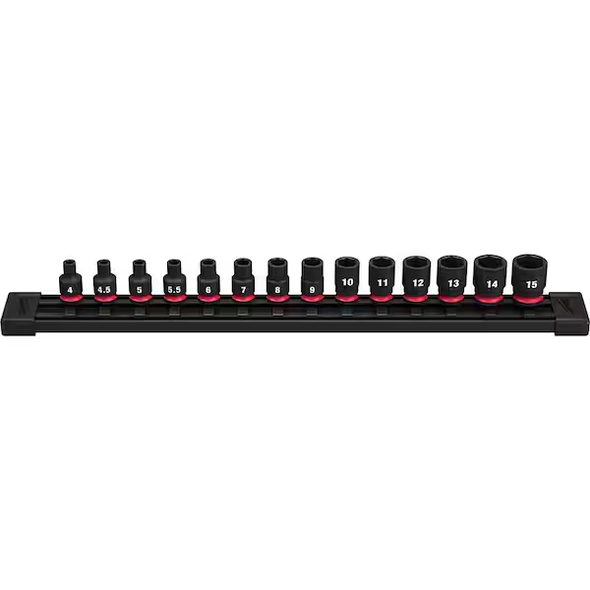 Milwaukee SHOCKWAVE 1/4 in. Drive Metric 6 Point Impact Socket Set (14-Piece)