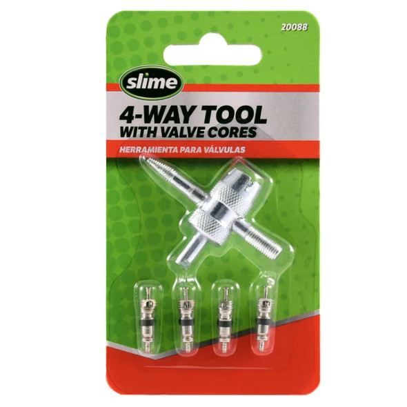 Slime 20088 4-Way Valve Tool with 4 Valve Cores