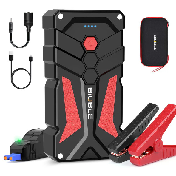 Biuble Car Jump Starter 3000A Peak 26800mAh 12V Battery Booster Pack with DC Charger Type-C Cable Portable Srotage Bag