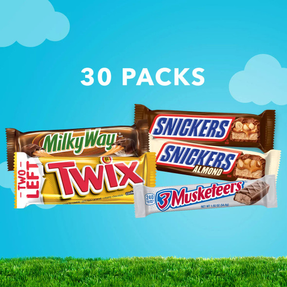 Snickers, Twix and More Assorted Chocolate Candy Bars Bulk Variety Pack (30 ct.)