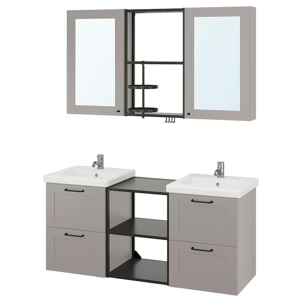 ENHET Bathroom, anthracite/gray frame, 18x18x24 "