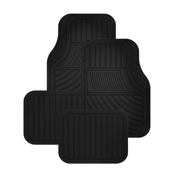 Auto Drive 4PC Rubber Floor Mats Cursor Black - Universal Fit