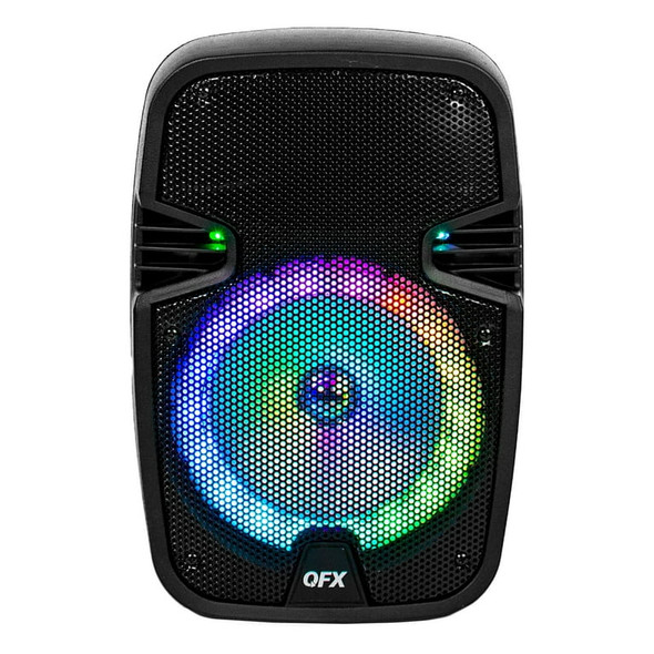 QFX PBX-8074 8-inch, Portable Party Bluetooth Loudspeaker with Microphone & Remote, Black
