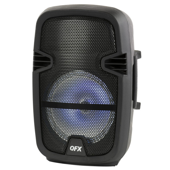 QFX PBX-8074 8-inch, Portable Party Bluetooth Loudspeaker with Microphone & Remote, Black