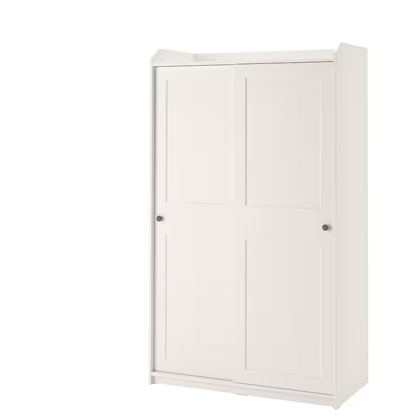 HAUGA Wardrobe with sliding doors, white, 46 1/2x21 5/8x78 3/8 "