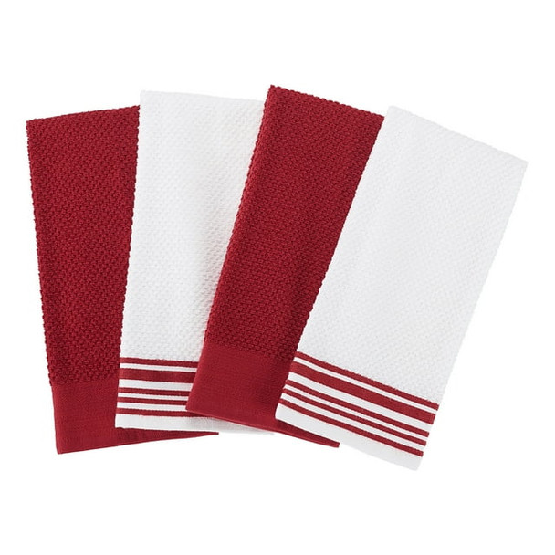 Mainstays 4-Pack 16”x26” Woven Kitchen Towel Set, Red Sedona