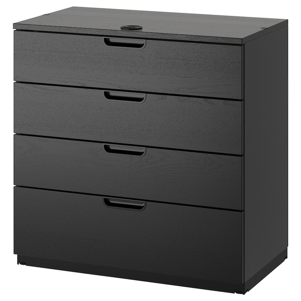 GALANT Drawer unit, black stained ash veneer,