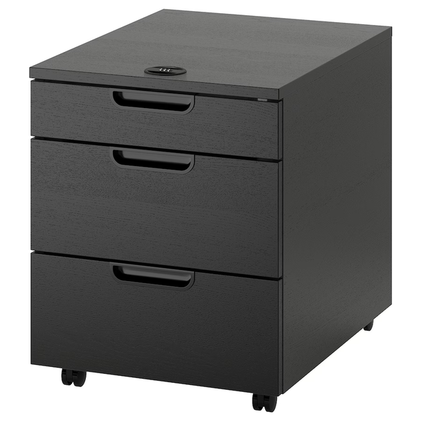 GALANT Drawer unit on casters, black stained ash veneer,