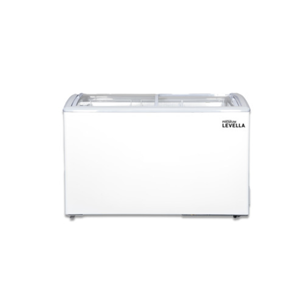 9.5 Cubic Foot Manual Defrost Curved Glass Top Multi-Function Chest Freezer / Refrigerator with Four Baskets in White